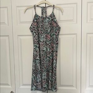 Balance Collection Brown and Green Sleeveless Halter Mini Sundress